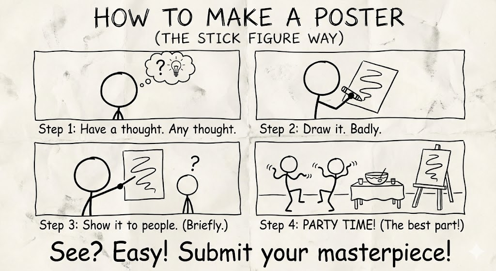 Example poster with stick figure illustrations